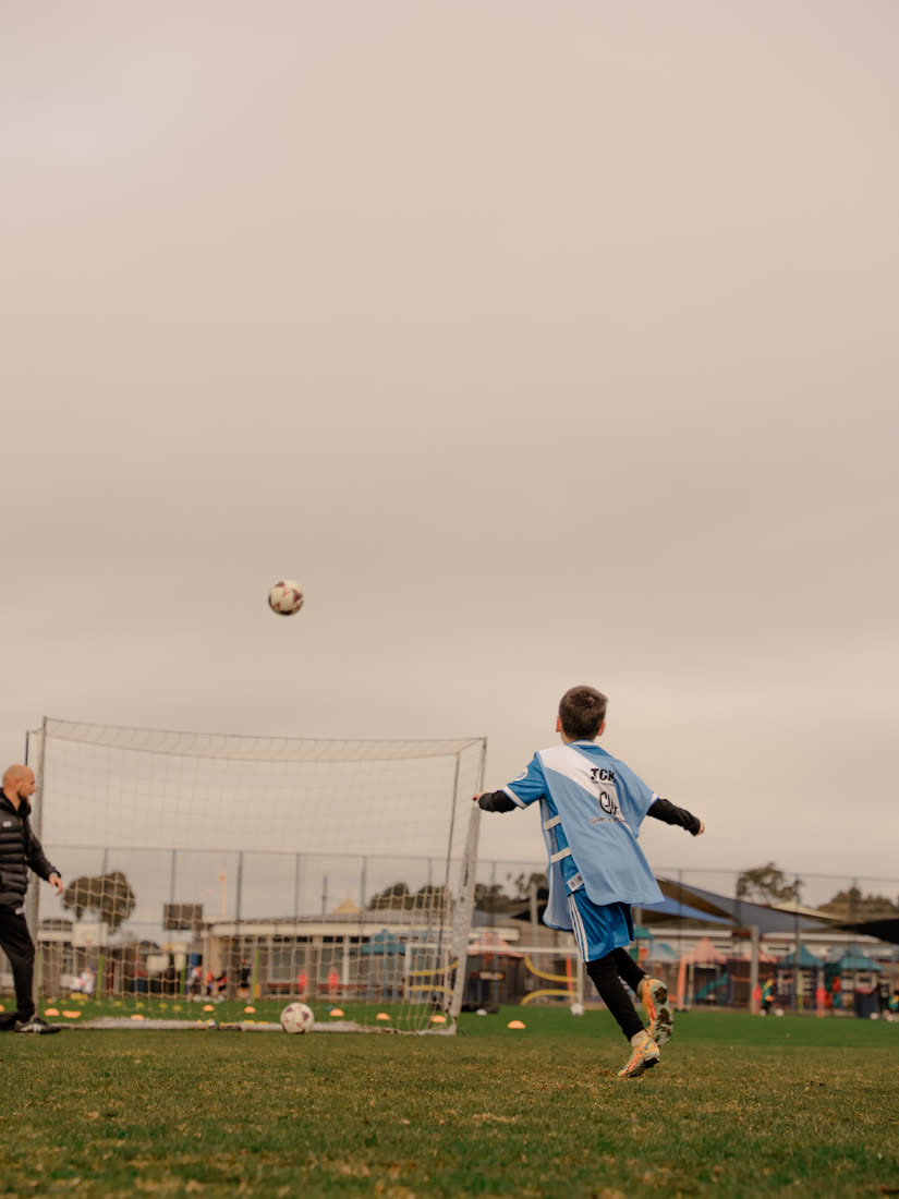A player reaching for a ball in the air